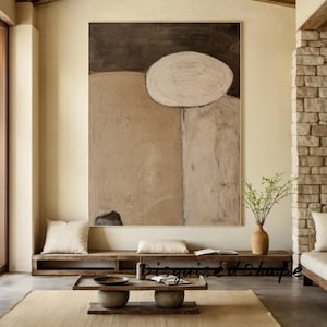 Boho Brown Abstract Painting Texture Art Light Brown Abstract Painting Brown Wabi Sabi Wall Art Oversized Neutral Beige Painting on Canvas