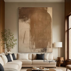 Brown Wabi-Sabi Painting Beige Brown Abstract Painting Medieval Brown Oil Painting Beige Minimalist Wall Decor Brown Beige Canvas Wall Art