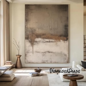 Brown Beige Abstract Wall Art Wabi Sabi Wall Art Beige Taupe Minimalist Painting on Canvas Large Minimalist Wall Art Neutral Wall Decor