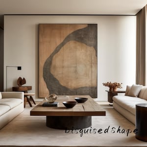 Beige and Brown Abstract Painting on Canvas Wabi Sabi Wall Art Textured Wall Art Brown and Beige Minimalist Painting Neutral Beige Painting