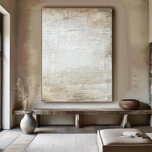 Large Texture Art Painting Wabi Sabi Art Brown Wall Art Boho Wall Art white Abstract Painting Beige  Texture Painting White Minimalist Art