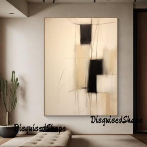 Large Beige Abstract Painting: Contemporary Scandinavian Art