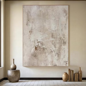 Art mural 3D texturé beige, peinture minimaliste beige, peinture neutre en plâtre, art mural wabi sabi, tableau bohème beige, art minimaliste moderne