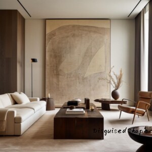Beige 3D Textured Wall Art Boho Minimalist Painting Earth Tone Abstract Art Neutral Wabi Sabi Wall Art Large 3D Plaster Painting on Canvas
