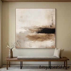 Large Brown Beige Abstract Wall Art Beige Wabi Sabi Textured Painting Brown Boho Abstract Painting Neutral Wall Decor Living Room Wall Art