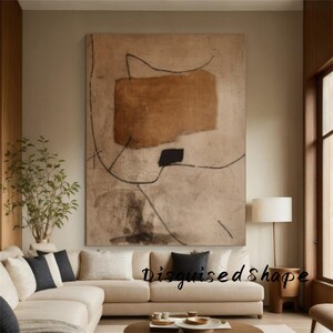 Large Brown Texture Wall Art 3D Minimalist Painting Boho Minimalist Wall Art Wabi Sabi Wall Art Beige Arch Plaster Painting Neutral Artwork