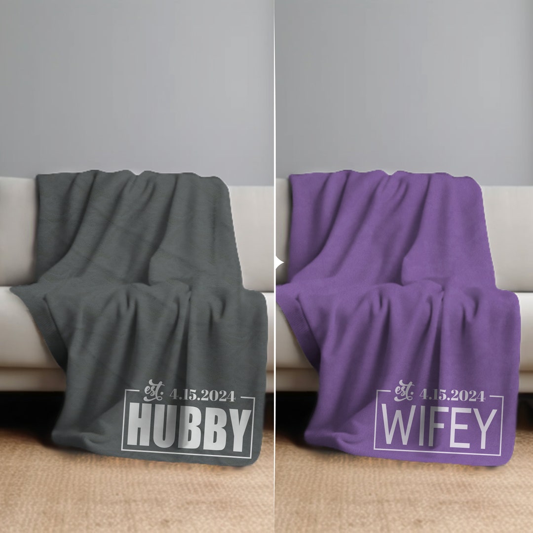 Blanket for Couples, Anniversary Gift, Hubby & Wifey Blanket, Personalized Gift for Wife, Gift