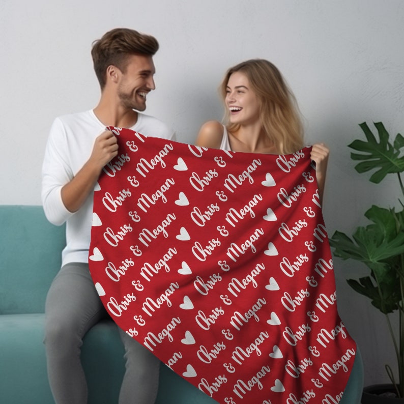 Couples Personalized Name Blanket, Engagement Gift for Couples, Gift