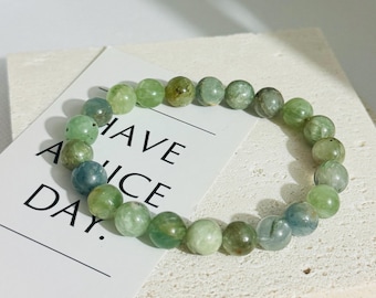 6mm/8mm Green Kyanite Bracelet: Unisex Crystal Alignment Jewelry