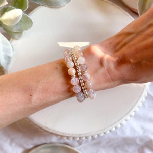 Flower Agate Bracelet: Crystal Gemstone Stretch Bracelet