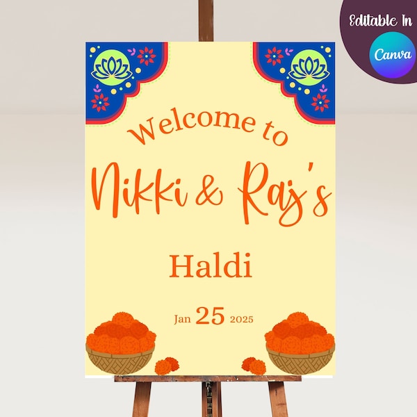 Haldi Welcome Sign, Maiyan Sign Pithi Decor Haldi Banner Haldi Decoration Welcome Board for Indian Wedding Haldi Ceremony Poster Decor