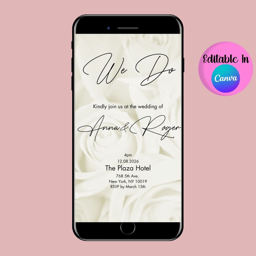 Minimal Wedding E-invite Template, Digital Invite, Electronic Evite ...