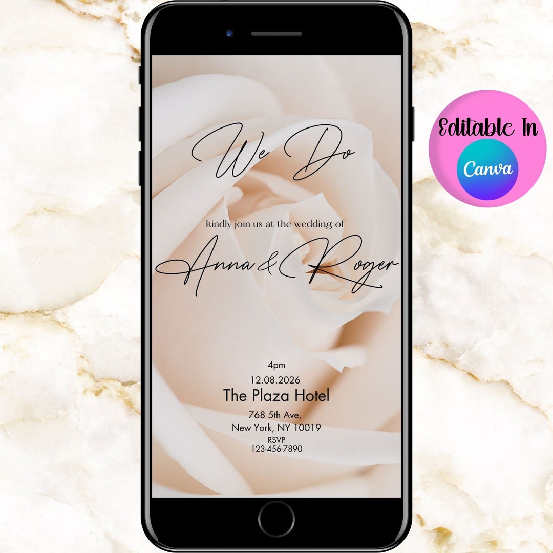 Minimal Wedding Einvite Template, Digital Invite, Electronic Evite