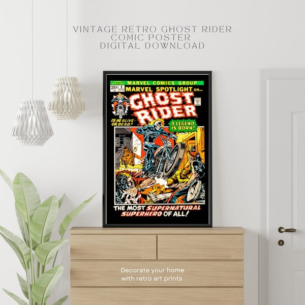 Ghost Rider Retro Vintage Classic Comic Poster Digital Download