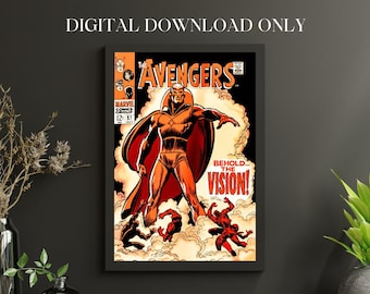 Wizja Retro Vintage Avengers Komiks Plakat Cyfrowy Pobierz
