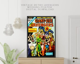 Giant Size Avengers Wedding ft. Vision & Scarlet Witch Vintage Retro Comic Poster Digital Download