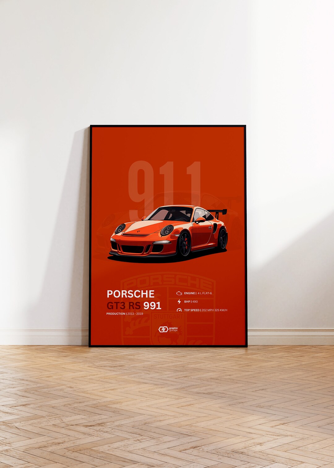 Porsche 911 GT3 RS, Fine Art Poster, Car Print, Supercar Wall Decor, Home Office Art, Boys Room