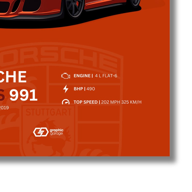 Porsche 911 GT3 RS, Fine Art Poster, Car Print, Supercar Wall Decor, Home Office Art, Boys Room