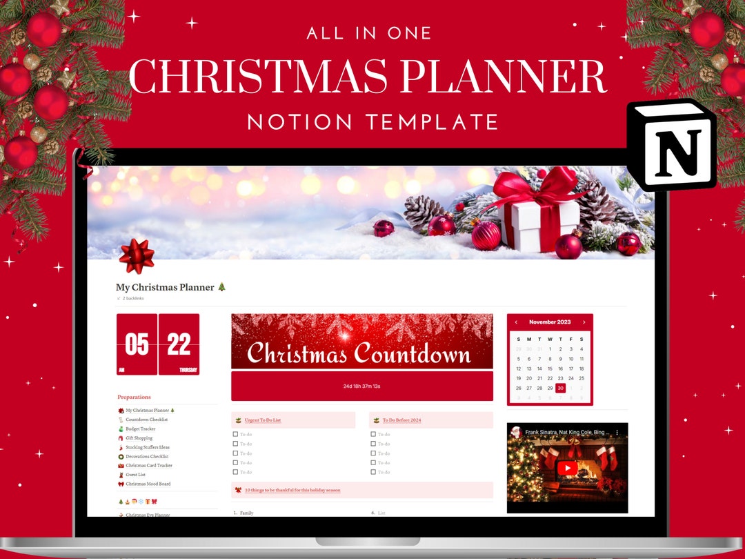 Notion Christmas Planner Notion Template Budget Tracker Recipes Menu ...