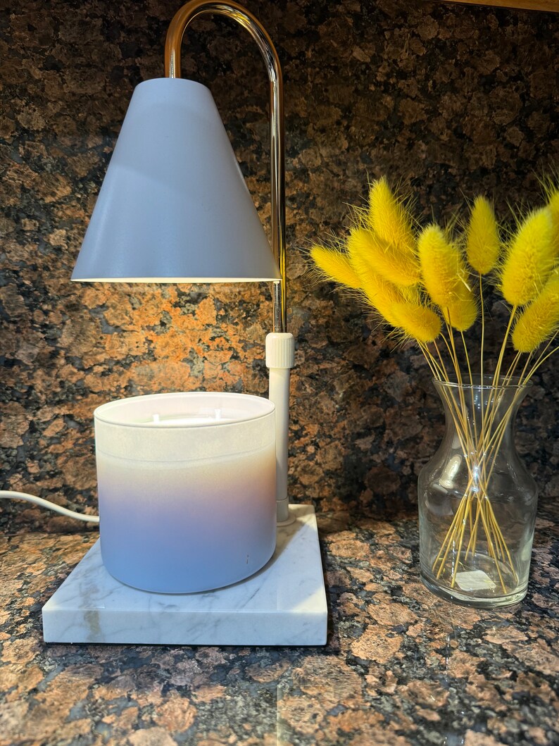 Dimmable Electric Candle Warmer Lamp Elegant Marble Design Versatile