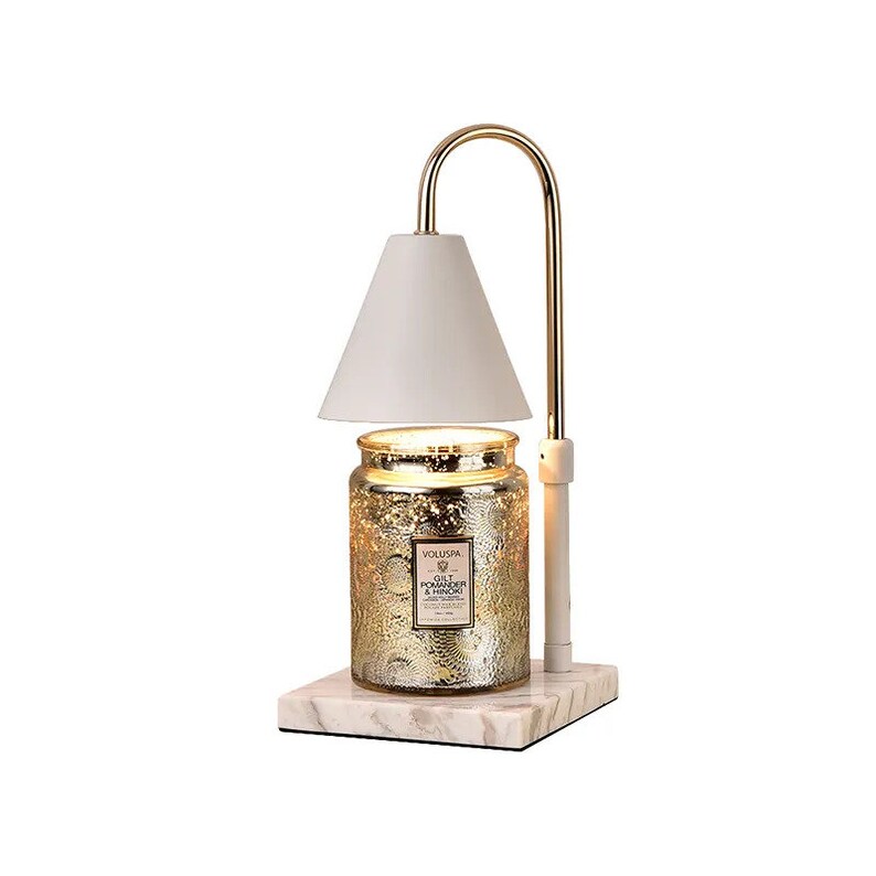 Dimmable Electric Candle Warmer Lamp Elegant Marble Design Versatile