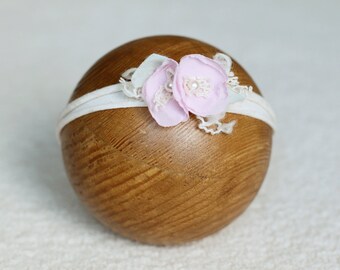 Accesorio para fotos de recién nacidos: diadema con lazo de flores pastel