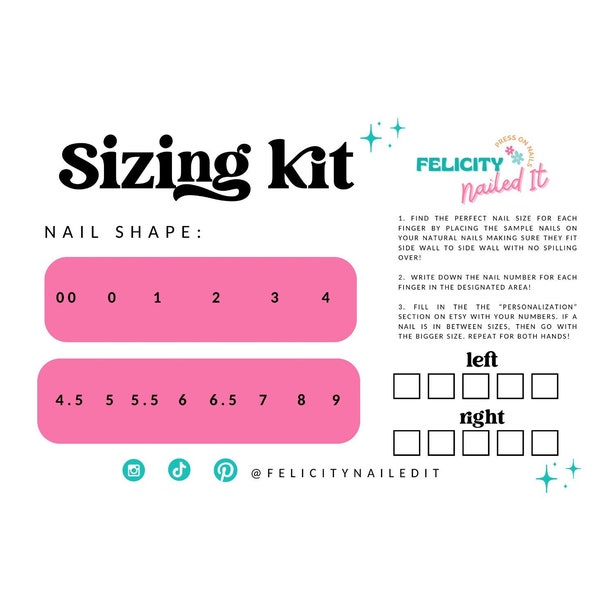 Press On Nail Sizing Kit, Fake Nail Sizing Kit, Nail Sizing Kit, Sizing Kit, False Nails Sizing Kit