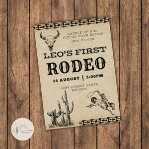 First Birthday Invitation, Western Invitation Template, Digital Invitation, Birthday Invitation, Western Birthday Invitation, Country Invite