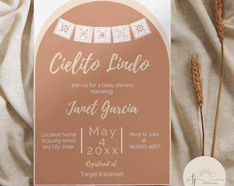 Cielito Lindo Baby Shower Invitation: Boho Terracotta Invite (Digital) Template In English and Spanish