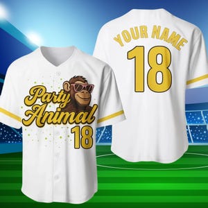 Party Animal Baseball Jersey - Lustiger Affe Grafik-kundenspezifisches Namenshemd