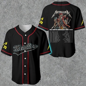 3D Skeleton Tour Baseball Jersey - Schwarz-Rotes Heavy Metal Rock Style Shirt mit Nordamerika Tourneedaten 2025