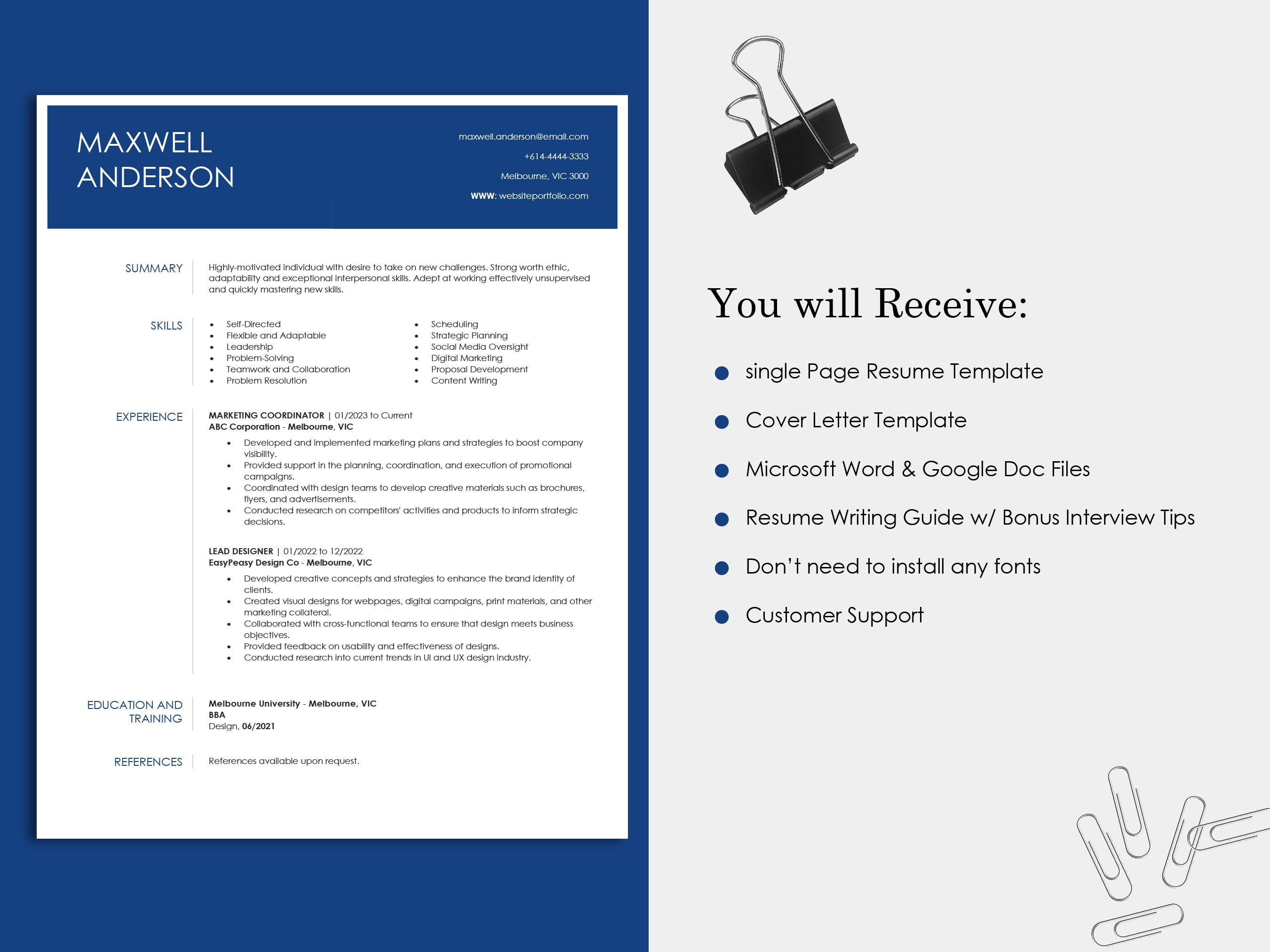 100 editable resume cover letter template for word google etsy