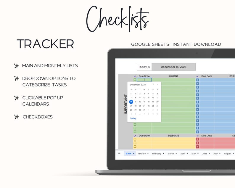 Google Sheets Checklists Tracker Template, Instant Digital Download - Etsy