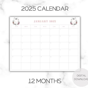 2025 Ghost Monthly Calendar, Instant Digital Download, 8 1/2x11 PDF