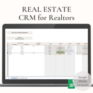 Real Estate CRM Spreadsheet | Realtor Lead Tracker Google Sheets | Client Pipeline & Follow Up System | Real Estate Agent Organizer