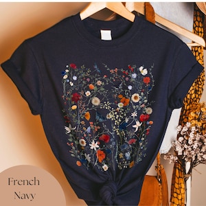 Organic Cotton T-shirt Wildflower Bio T-Shirt Organic Cotton Clothes Eco-responsible Fashion Wildflowers Shirt Bio Cottagecore