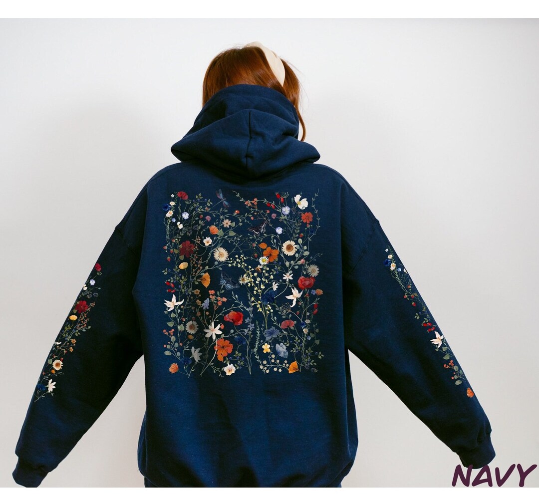 Wildflowers Hoodie Pressed Flower Sweat Cottage Core Hooded Sweater ...