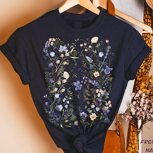 Organic Cotton T-shirt Flower T Shirt Wildflower Cottagecore 100% Organic Cotton Clothes Nature Lover Gift Floral Bio Shirt