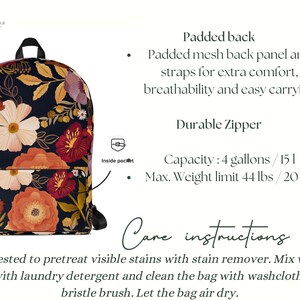 Fall Flowers Backpack Cottagecore Laptop Backpack Aesthetic College ...