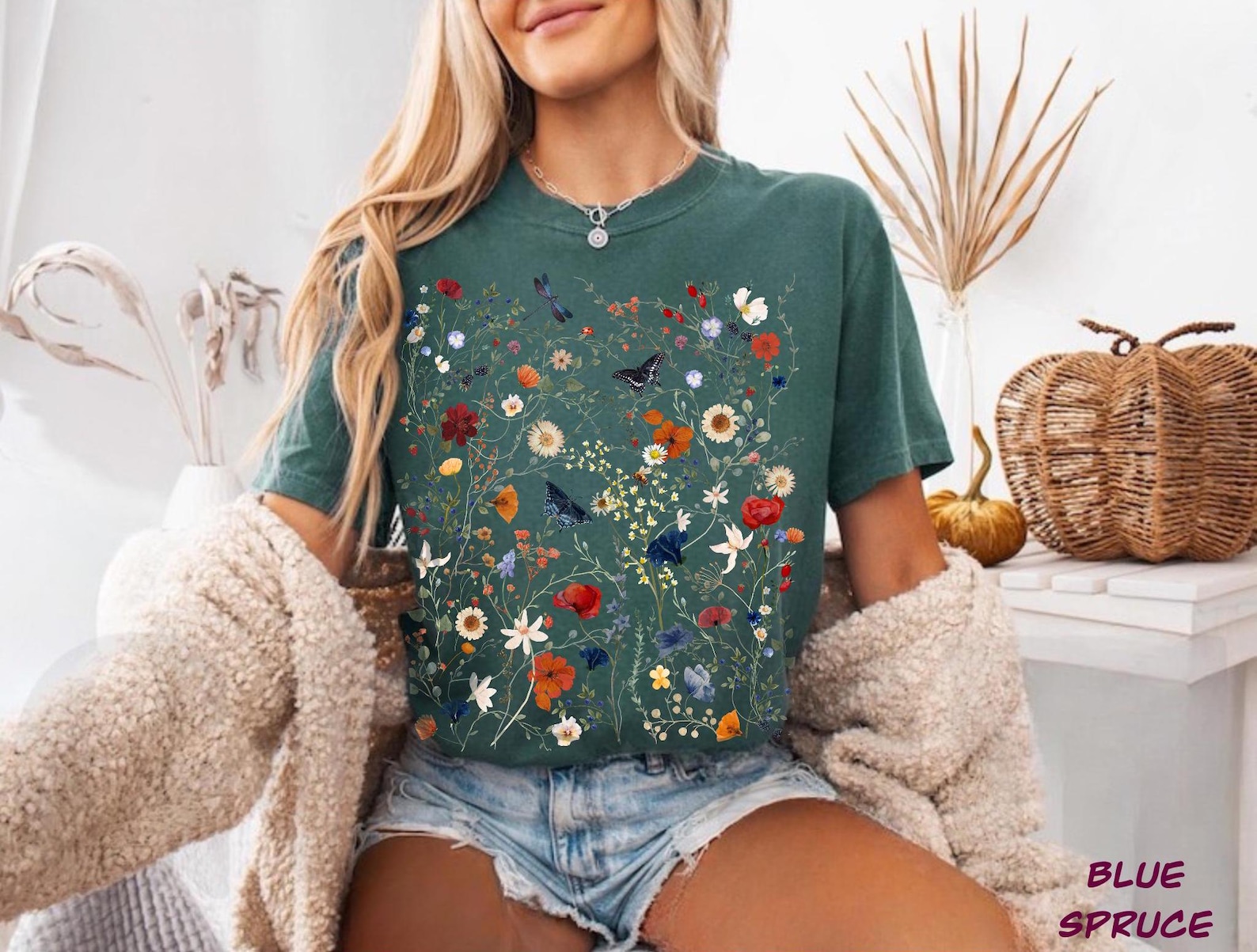 Wildflower T-shirt Pressed Flower Shirt Wild Flower Meadow Comfort ...