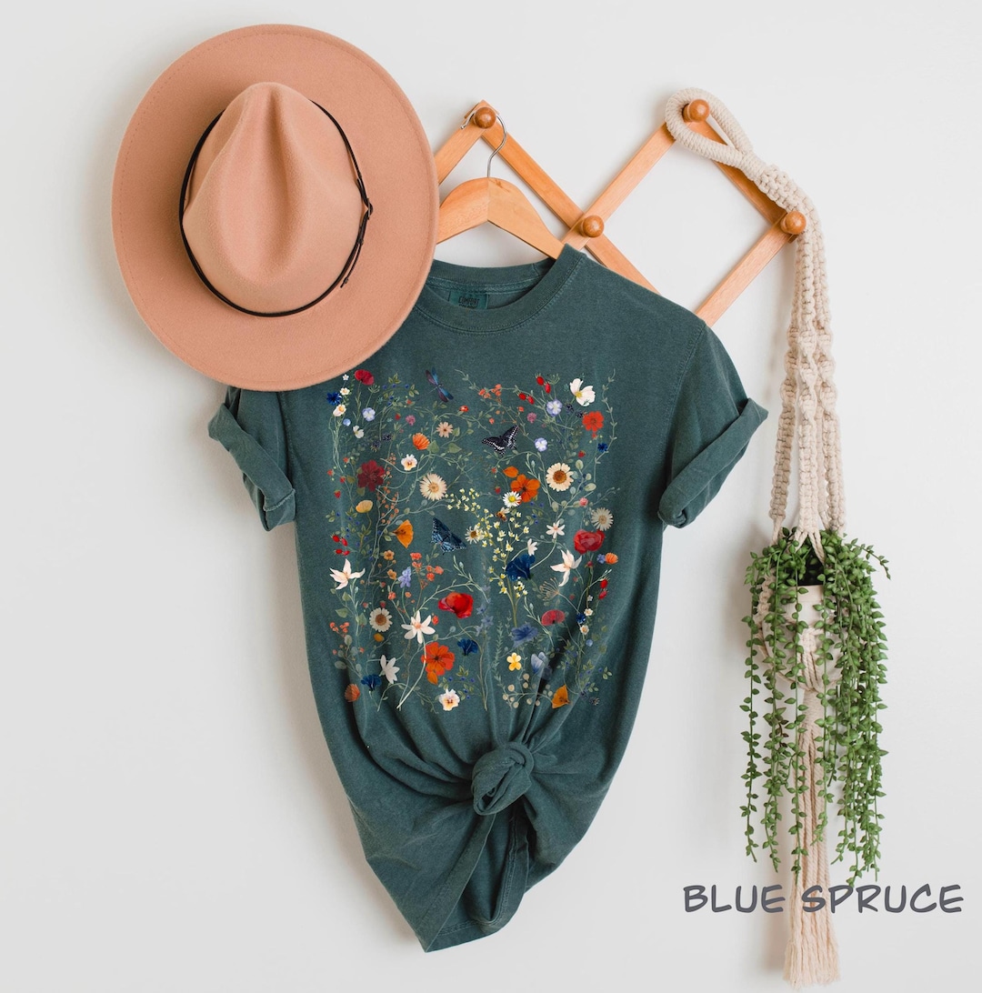 Wildflower T-shirt Pressed Flower Shirt Wild Flower Meadow Comfort ...