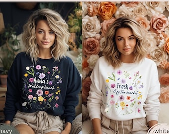 Personalised Bridesmaid Sweatshirt Bride Sweat EVJF Engagement Gift Bridal Shower Gift Sweatshirt Getting Ready Outfit Team Bride