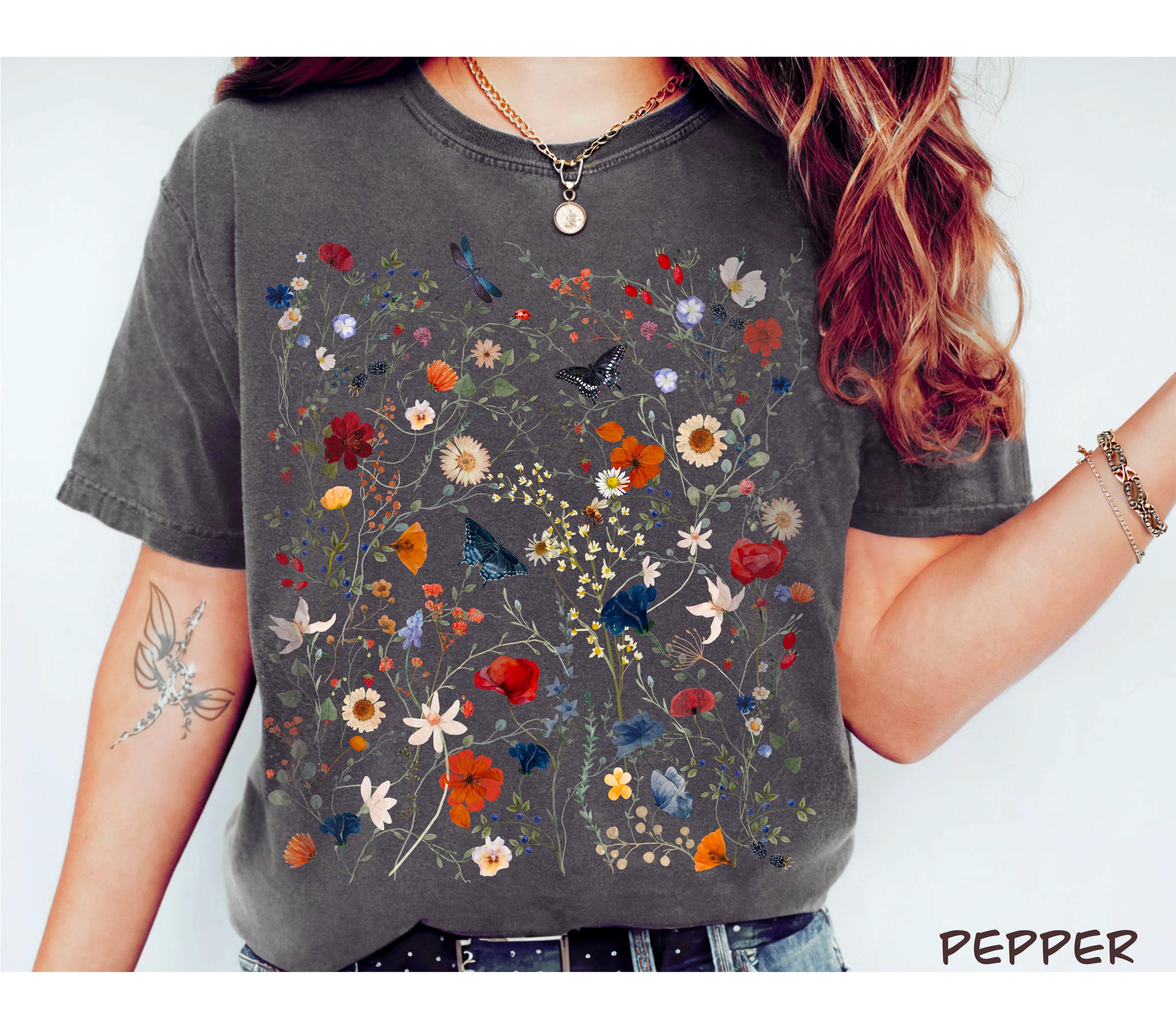 Wildflower T-shirt Pressed Flower Shirt Wild Flower Meadow Comfort ...