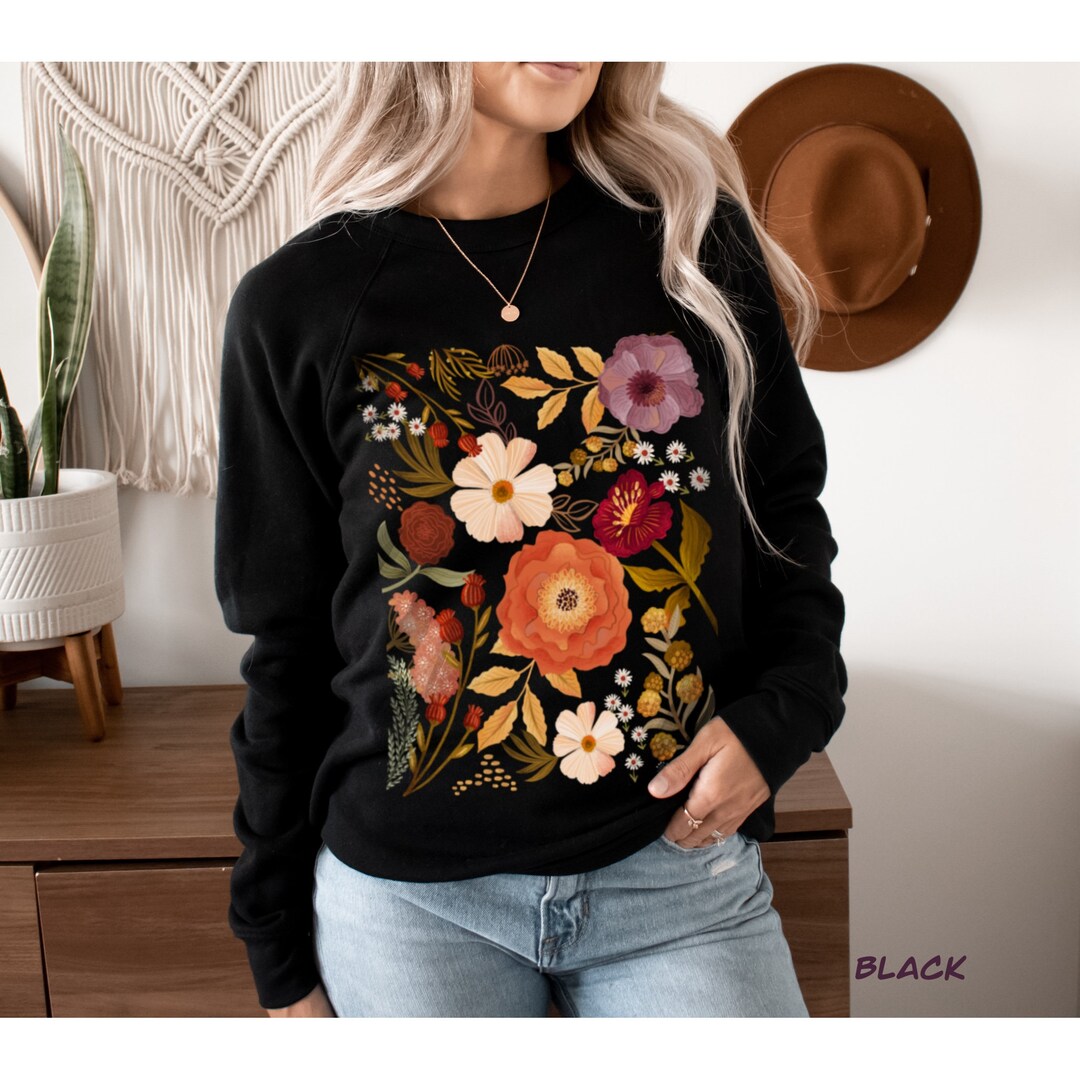 Neon Dark Floral - Sustainably Made Sweatshirt