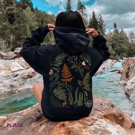 Fern Hoodie Wildflower Sweatshirt Woodland Unisex Hoodie Nature Lover Gift Camping Botanical Pull