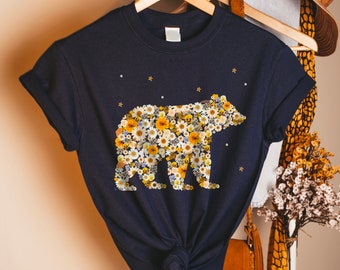 Organic Cotton T-shirt Daisy Floral Bio T Shirt Pressed Flower Eco-friendly Tee Sustainable Clothing Responsible Wildflower Bio