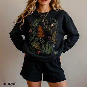 Organic Cotton Fern Sweatshirt: Botanical Cottagecore Jumper