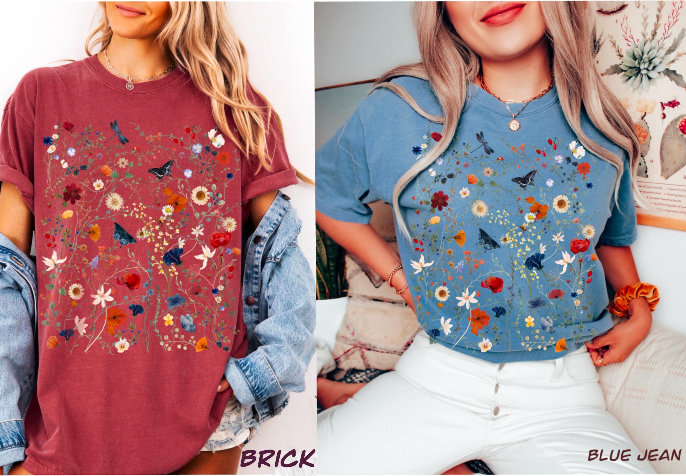 Wildflower T-shirt Pressed Flower Shirt Wild Flower Meadow Comfort ...