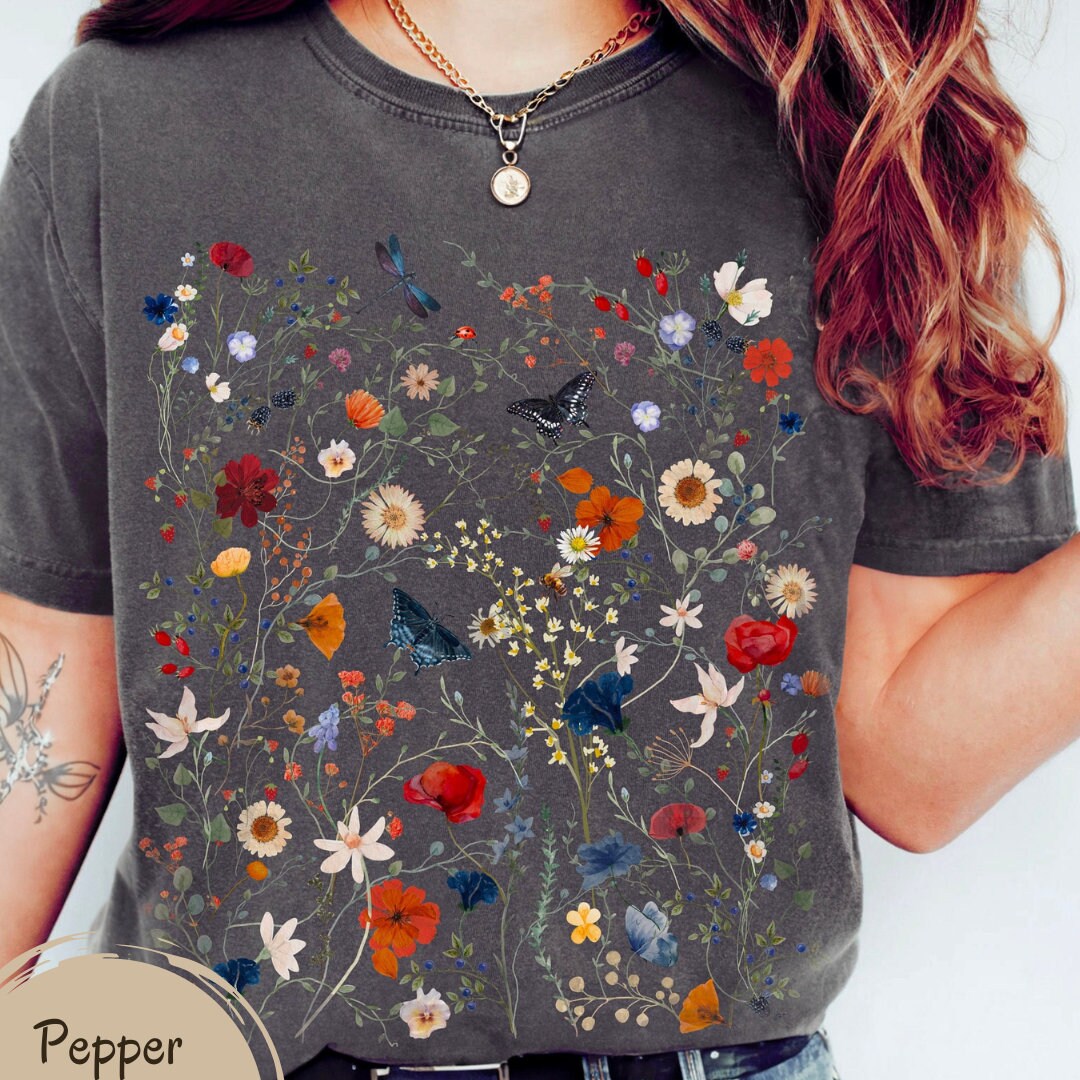 Wildflower T-shirt Pressed Flower Shirt Wild Flower Meadow Comfort ...