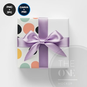 Elegant Gift Box Mockup,Wrapping Paper Mockup,Present Mockup,PSD file,Smart Object Layers,Canva Template